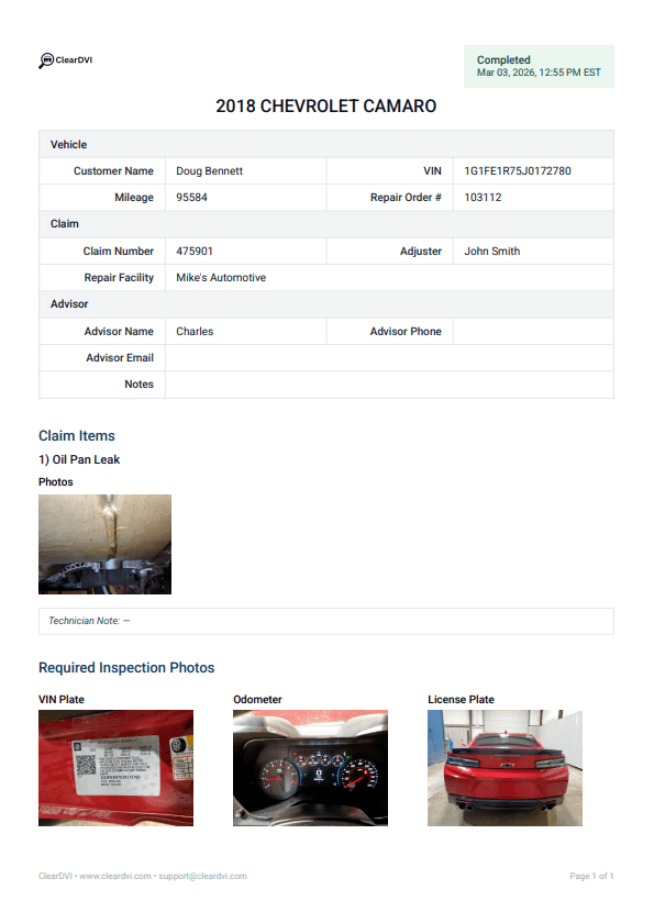 Inspection PDF preview